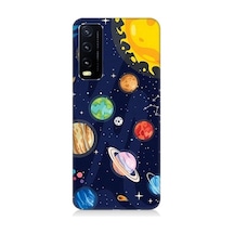 Vivo Y20 Uyumlu Gezegenler Ve Yıldız Haritası Desenli Silikon Kılıf