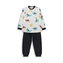 Civil Boys Dinozor Baskılı 6-9 Yaş Pijama Takımı - Gri Füme