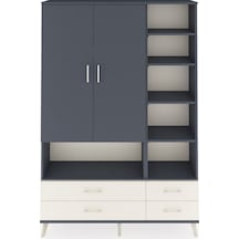 Arges Dolap 10 Raflı 4 Çekmeceli 2 Kapaklı 132x30x195 Antrasit-antrasit/aytaşı Antrasıt/aytası
