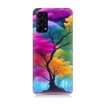 Oppo Reno 5 Pro Uyumlu Renkli Hayat Ağacı Desenli Silikon Kılıf