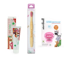 Organicadent Kids Doğal Çocuk Diş Macunu 70 G+Humble Brush Diş Fırçası Pembe+Steriball Diş Fırçası Kapağı Pembe