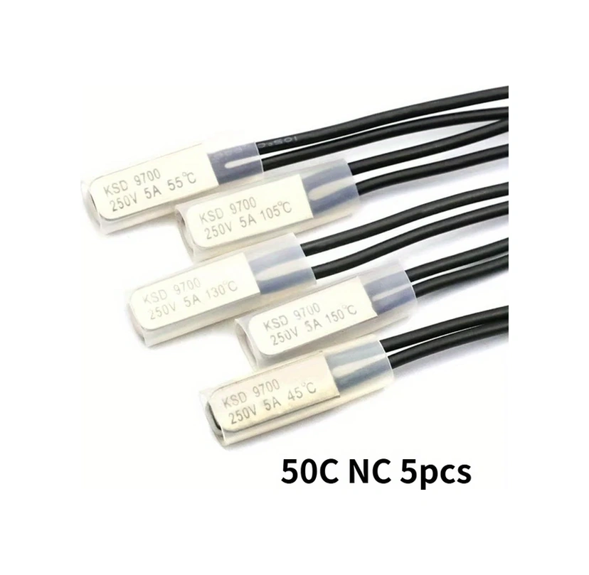 Meridiangoods 5 Adet Ksd9700 50c Nc Termostat Metal Sıcaklık Anahtarı 5a250v