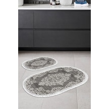 Eko Trend Djt 2 Li Yıkanabilir Kaymaz Taban Oval Banyo Paspas Klozet Takımı 762 Osmanli Gri 50 X 80 - 40 X 50 Açık Gri