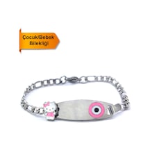 316l Çelik Pembe Nazar Boncuklu Hello Kitty Çocuk Bileklik Blk-961 Gümüş