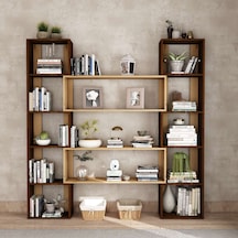 Woodesk Dublin Masif Ağaç Ceviz Renk 190x200 Kitaplık Cpt6013-200