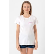 Blackpink Jennie Signature Beyaz Kadın Bisikletyaka Tshirt 001