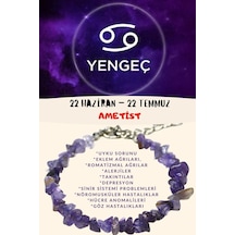 Gümüştel El Sanatları Sertifikalı Burç Taşı Yengeç Burcu Ametist Taşı Bileklik Çok Renkli
