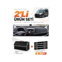 E-biz Fıat Doblo D3 2010-2013 Kapaksız Uyumlu Torpido Örtüsü + Deri Çanta - Siyah-gri - Fı006
