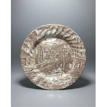 1 Adet Alfred Meakin The Post House Antika Staffordshire Dekoratif Servis Tabağı