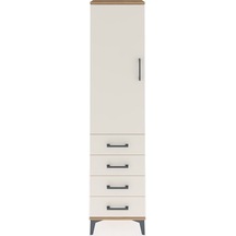 Arges Dolap Tek Raflı 4 Çekmeceli Tek Askılı 44x30x182 Çam-ay... Çam