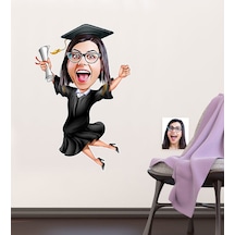 Kişiye Özel Bayan Mezun Karikatürlü Duvar Sticker 50X70CM