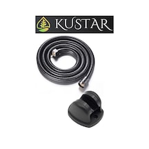 Kustar Siyah 1,5m Örgülü Duş Hortumu Ve 90 Derece Ayarlanabilir Siyah Duş Askısı 2'li Set Siyah