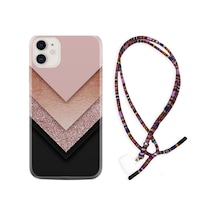 Apple Uyumlu iPhone 13 Mini Kılıf Rasta Boyun Askılı Great Marble 1405