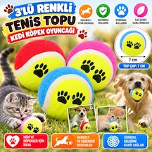 3lü Renkli Desenli Tenis Topu Kedi Köpek Oyuncağı Adet Fiyatıdır