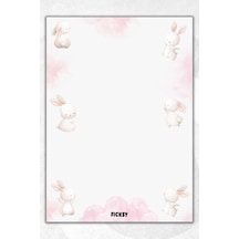A5 Tavşan Bloknot Çizgisiz Defter - 50 Yaprak - Memopad - Notepad - Not Defteri - Not Kağıdı Pembe Pembe