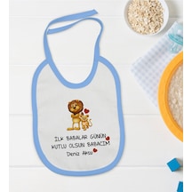 BK Kids Kişiye Özel Mavi Bebek Mama Önlüğü - Model 28 Mavi