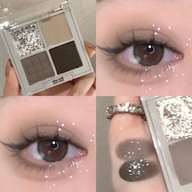 4 Renkli Glitter Mavi Göz Farı Paleti Mat İnci Pırıltılı Akrilik Dumanlı Gri Smoky Grey 01 Garden Rose