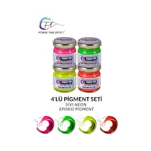 Neon Sıvı Pigment Boya Seti Epoksi İçin/ 4lü Canlı Renkler/ Fuşya/ Sarı/ Turuncu/ Yeşil
