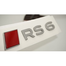 Dk Tuning Rs6 2025+ Bagaj Kırmızı Gümüş Yazı Logo Arma Audi İle Uyumlu Bagaj Arma