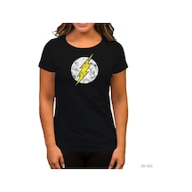 Flash Logo 2 Siyah Kadın Tişört