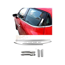 Renault Clio 4 2012-2018 2'li Krom Set Cam Çıtası + Krom Kapı Kol A+