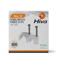 Hiva Çelik Çivili Kroşe, Kablo Klipsi, Dayanıklı, Plastik, Beyaz, Pratik, Kablo Sabitleme Aparatı, Elektrik, Tesisat Düzenleme İçin, Çivi Klips Seti, 100 Adet No:1
