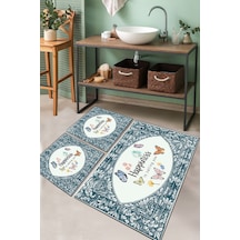 CALLING YOU DJT 3 LU SET Banyo Halısı Banyo Paspası Çok Renkli