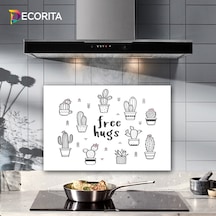 Decorita Free Hugs | Cam Ocak Arkası Koruyucu | 40 cm x 60
