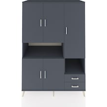 Kronos Dolap 10 Raflı 2 Çekmeceli 5 Kapaklı 132x59x195 Antrasit-antrasit/antrasit Antrasıt/antrasıt