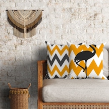 Zigzag ve Flamingo Dekoratif 2'li Minder Kılıfı Seti 60 x 60 cm