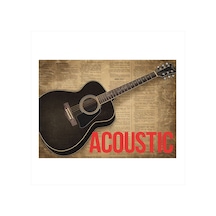 Akustik Gitar Çizimi Mdf Poster