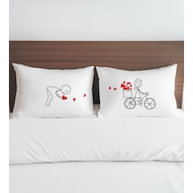 Bk Gift Sevgili Tasarımlı Pamuklu 2 Li Yastık Kılıfı Seti-3 50x70cm , Sevgiliye , Ev si, Tasarım Ev Tekstili