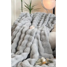 Tomris Tavşan Tüyü Çift Kişilik Yatak Örtüsü 220x240 Cm Gri Gri