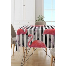 Pembe Flamingo Dokuma Leke Tutmaz Masa Örtüsü Mso354n11