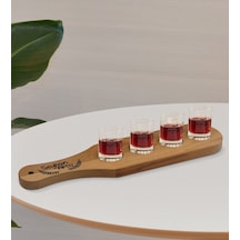 Kişiye Özel Masif Ahşap Tekila Sunum Tepsisi Ve 4 Lü Shot Bardak Seti - Model 3