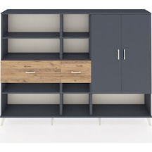 Arges Dolap 10 Raflı 2 Çekmeceli 2 Kapaklı 220x30x163 Antrasit-an Antrasit-antrasit/çam