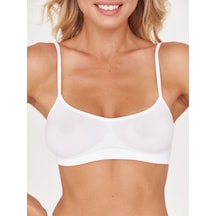 Mistirik Pisun Model Ince Askılı Pedli Spor Büstiyer Beyaz Renk Beyaz