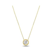 Brezza Lusso Jewelry Altın Kaplama Zirkon Taşlı Yuvarlak Kadın Gümüş Kolye 42 CM