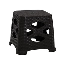 Mandella Sağlam Plastik Elit Rattan Küçük Tabure Kahverengi