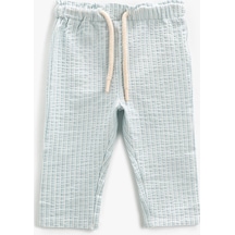 Koton Pantolon Slim Fit Beli Bağlamalı Dokulu Mavi Çizgili 3smb40010tw 3SMB40010TW6S3 Mavi