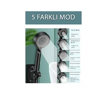 5 Fonksiyonlu Su Tasarruflu Duş Başlığı Turbo El Duşu Siyah Çok Fonksiyonlu Mat Duş Başlığı Diğer
