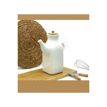 Bambu Kapaklı Porselen 1000 Ml Yağdanlık Yağlık Sütlük Beyaz 680894058 Beyaz