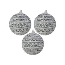 Yılbaşı Lüks Simli Ağaç Süsleri 8 Cm 3 Lü Gümüş