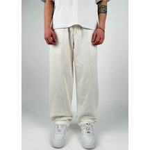 Zaee Keten Baggy Pantolon Beyaz