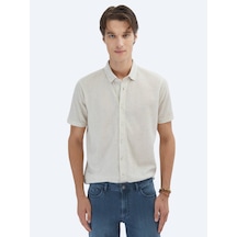 Kip Bej Desenli Regular Fit Casual Gömlek Bej
