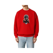 Benroma 3 İplik Penye Ahmed Osman Baskılı Unisex Sweatshırt Kırmızı