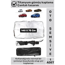 Premium Titanyum Gümüş Kaplama Uzun Ömürlü Uv Koruyucu Araç İçi Ön Cam Şemsiye Güneşlik