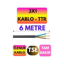 Öznur 3x1 Ttr Kablo Siyah Metre Seçenekli - 6 Metre
