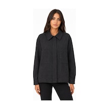 Neden Tekstil Kadın Siyah Çizgili Regular Fit Ceket