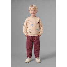 Defacto Araba Baskılı Sweatshirt Üst Geniş Pantolon Alt 2li Takım Erkek Bebek I1946a526auer119 Ekru-er119